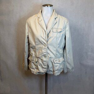 American Eagle 100% Cotton Beige Utility Jacket Large Y2K
